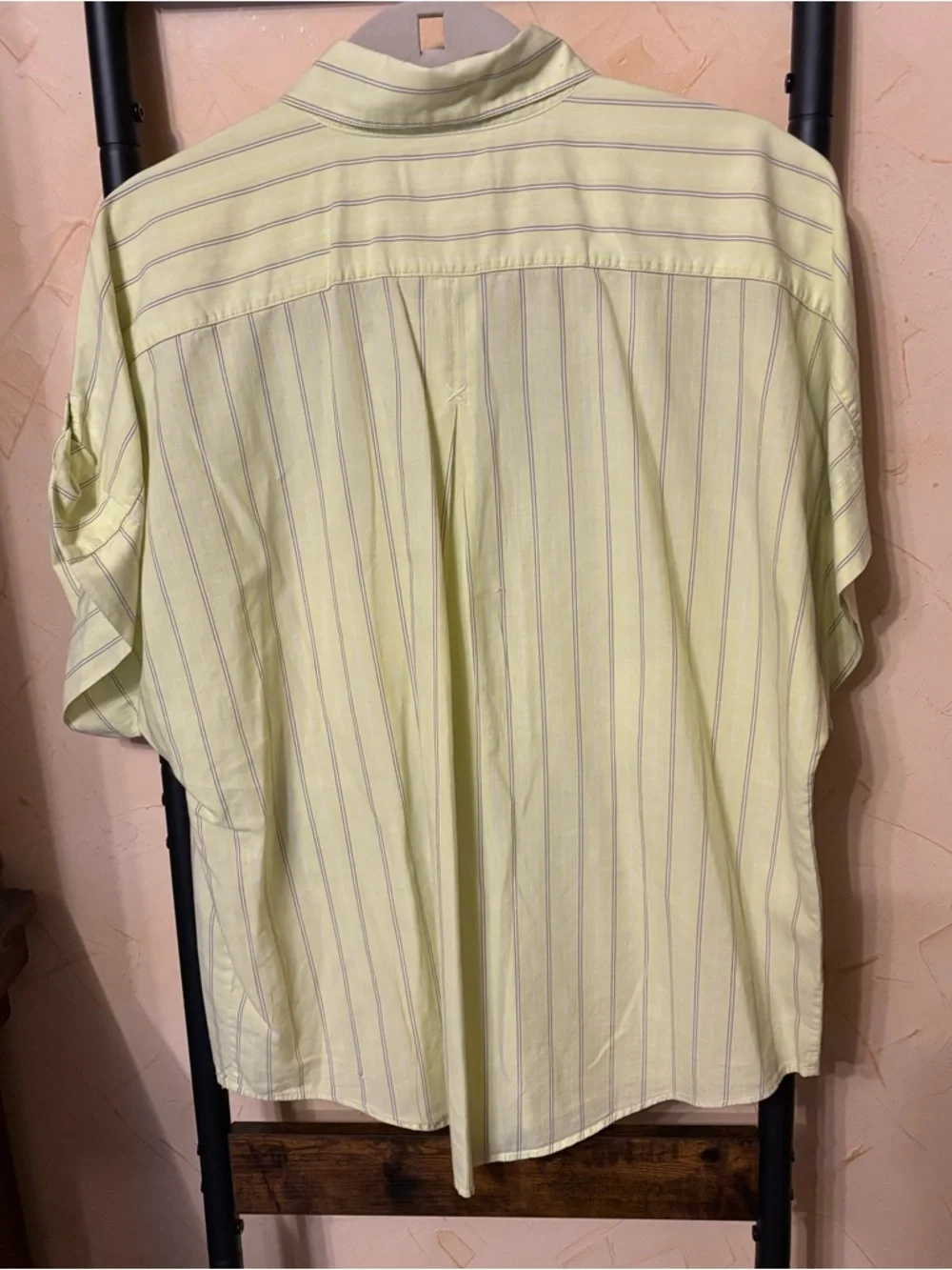 Elizabeth and James Pale Yellow Striped Button-Up Shirt Size S - Picture 4 of 6